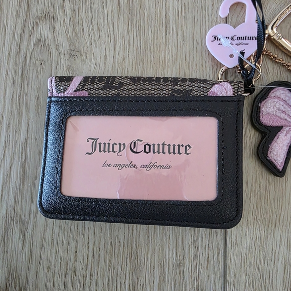 NWT Juicy Couture Simply Sweet Card Case Key Fob Dk Brown Pink - Picture 2 of 4